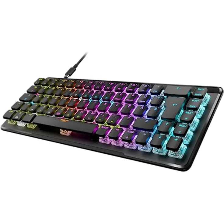 Roccat Vulcan II Mini Air, Wireless optische mechanische Gaming-Tastatur, abnehmbares Kabel, Titan II Linear Schalter, Schwarz