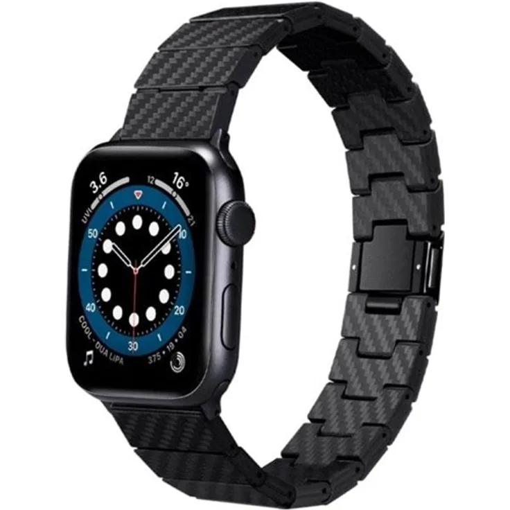PITAKA Carbon Fiber Strap Black für Apple Watch Ultra 2/1 (49mm) und Series 9/8/7 (45mm) sowie Series 6/SE/5/4 (44mm) und Series 3/2/1 (42mm)