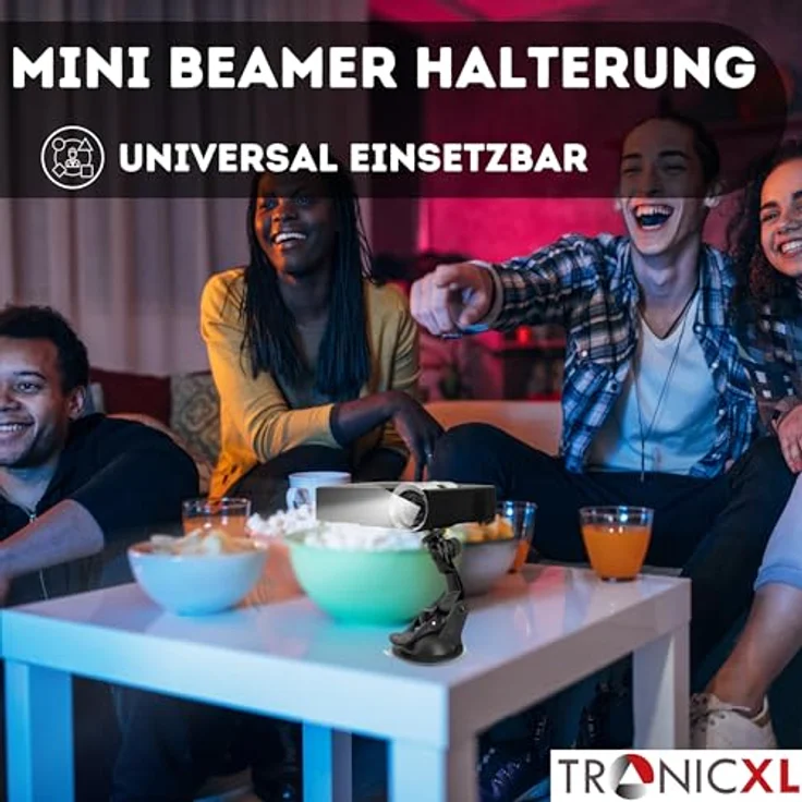 TronicXL Saugnapf Halterung für Mini Beamer 1/4", Premium Halterung für Anker Wimius XGIMI Mars Vankyo, starker Halt auf glatten Oberflächen, zwei Gelenke für perfekten Blickwinkel – Bild 3