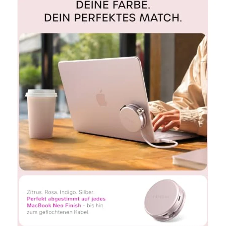 SATECHI USB-C Hub OntheGo™ 5-in-1, HDMI 4K@60 Hz, 60 W Passthrough-Laden, Rosa – Bild 3