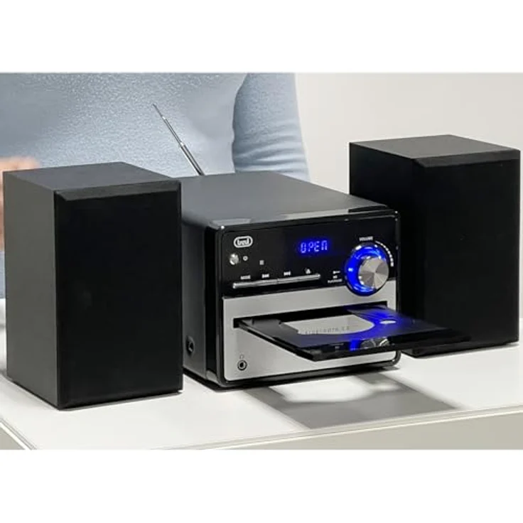 Trevi HiFi-Stereo HCX 10F6, Kompaktanlage mit digitalem PLL FM Stereo Tuner, CD/MP3-Player, Bluetooth, 20 W Ausgangsleistung, schwarz – Bild 4