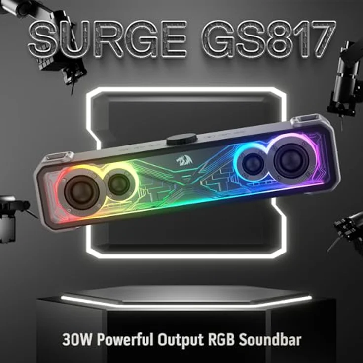 Redragon GS817 SURGE, PC Lautsprecher mit 30-Watt Stereo Sound, Bluetooth und RGB-Beleuchtung, Schwarz – Bild 8