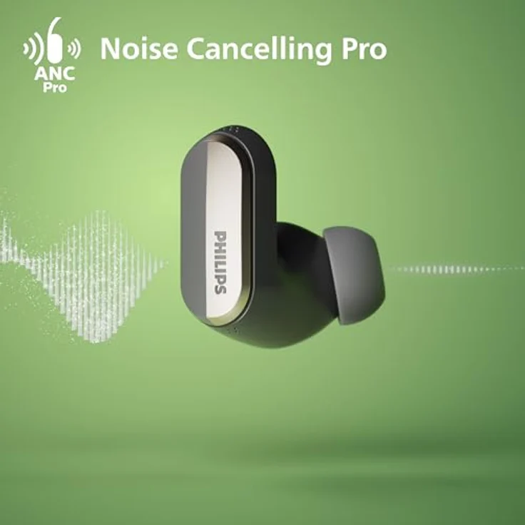 Philips TAT6908BK True Wireless Kopfhörer | In-Ear-Bluetooth-Ohrhörer | IPX4 Spritzwasserschutz | 28 Stunden Wiedergabe mit Ladetasche | 4 Silikon-Ohrstöpselgrößen | Mikrofon | USB-C-Kabel | Schwarz – Bild 2