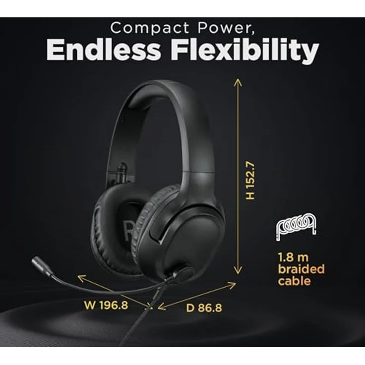 Lenovo H110 Gaming Headset (P), kabelgebundenes Gaming-Headset mit 50-mm-Treibern und omnidirektionalem Mikrofon, Schwarz – Bild 7