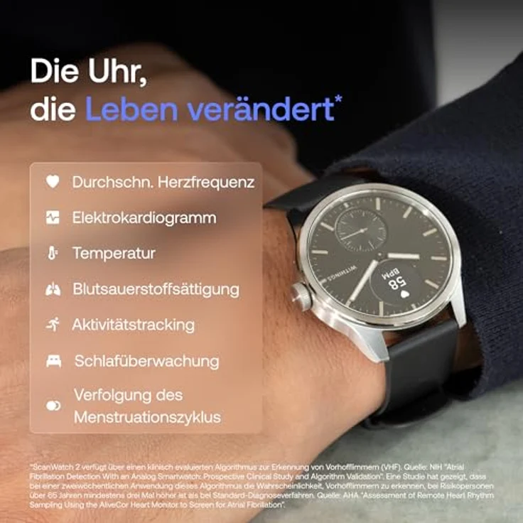 WITHINGS ScanWatch 2 42mm, Hybrid Smartwatch Herzgesundheit für Männer & Frauen - EKG, SPO2, Temperaturüberwachung, Schlaftracking, Atemwegsgesundheit, Zyklustracking, 30 Tage Akkulaufzeit, iOS & Android – Bild 2