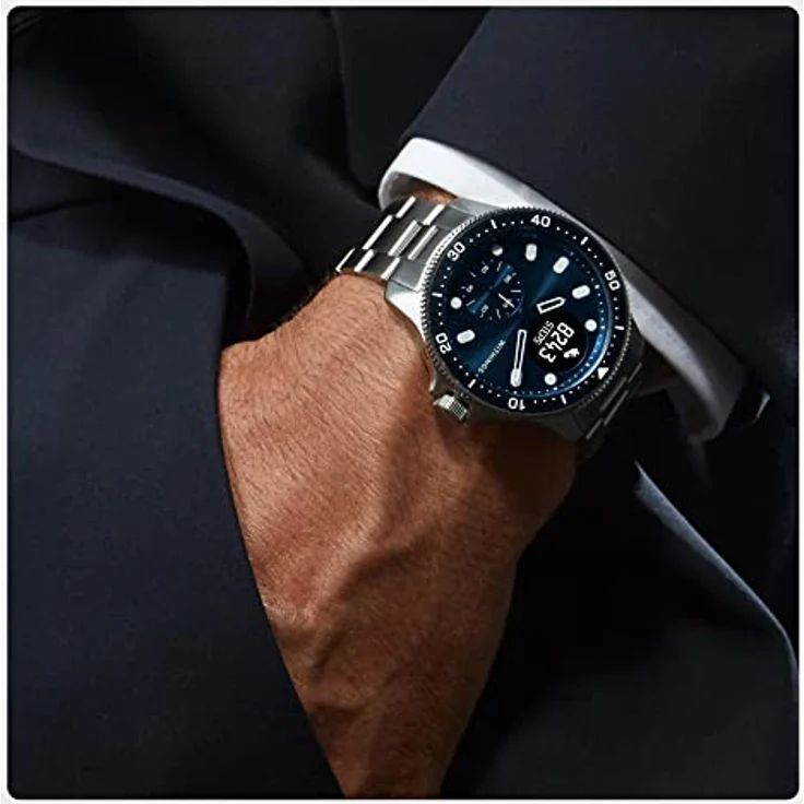Withings ScanWatch Horizon Hybrid-Smartwatch Unisex, 43mm, Edelstahlgehäuse, Edelstahlarmband, Blau – Bild 2