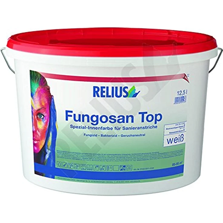 Relius Fungosan Top, Spezial-Dispersionsfarbe, weiß, 12,5 Ltr. – Bild 1