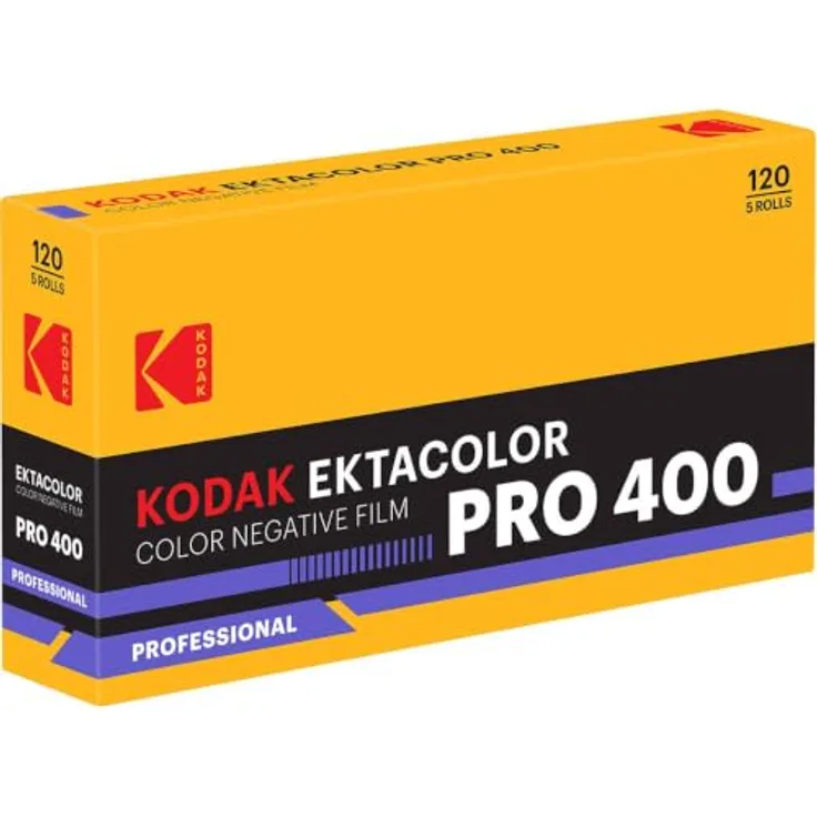 KODAK Eastman Ektacolor Pro 400 120-format, Farbnegativfilm mit ISO 400, 5 Rollen für hohe Schärfe und natürliche Hauttöne