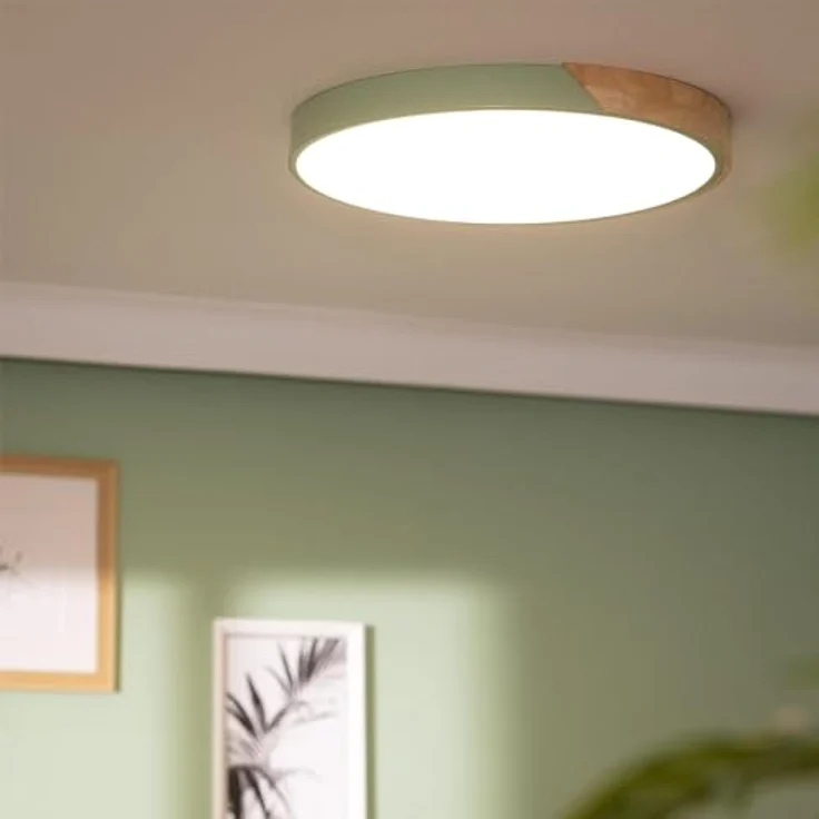 LEDKIA LIGHTING LED-Deckenleuchte 36W Rund Holz Ø500 CCT Wählbar Semi-Dari Einstellbare Farbtemperatur 50xØ500 mm Grün Metall – Bild 5