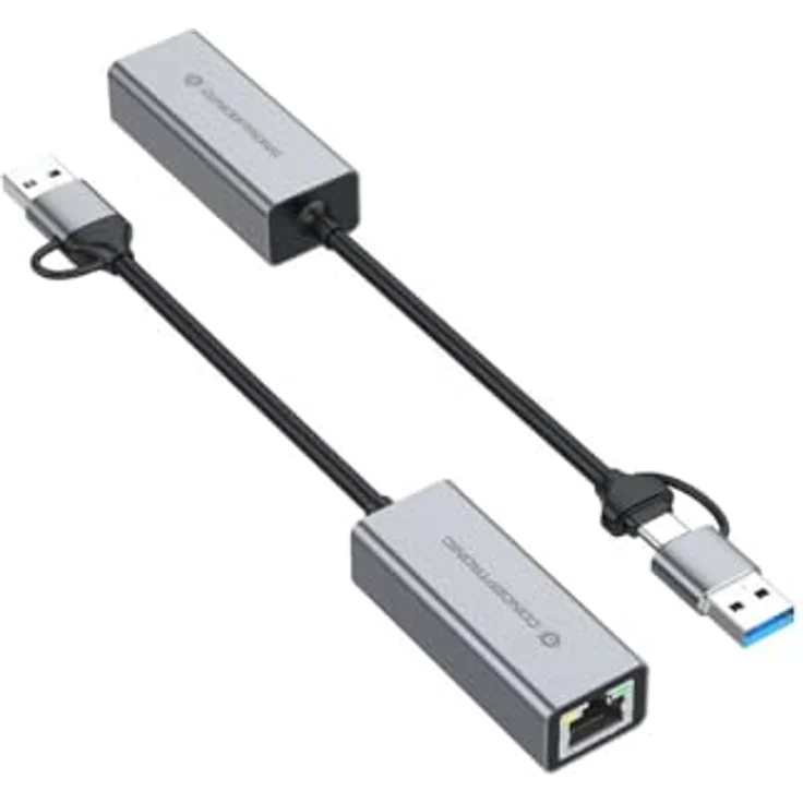 Conceptronic USB 3.2 Gen 1 zu RJ45 Adapter, Gigabit Ethernet Netzwerkadapter, grau – Bild 3