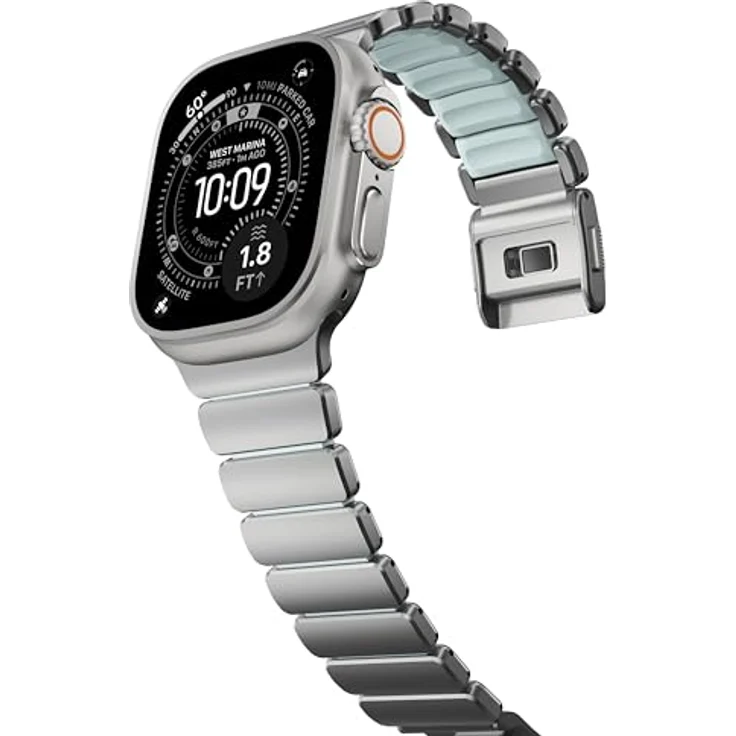 Nomad Stratos Band Titanium Natural 49mm, Icy Blue Glow Smartwatch-Armband mit Wasserresistenz und magnetischem Verschluss – Bild 9