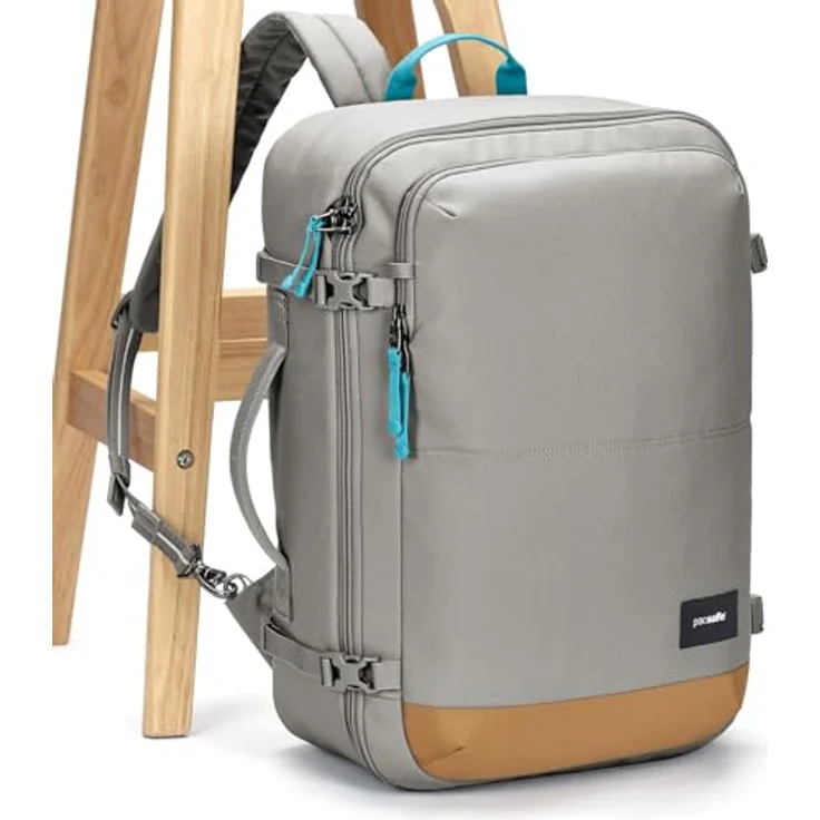 Pacsafe GO 34l, Notebook Rucksack aus recyceltem Polyester mit abschließbarem Hauptfach, Farbe Stone – Bild 5
