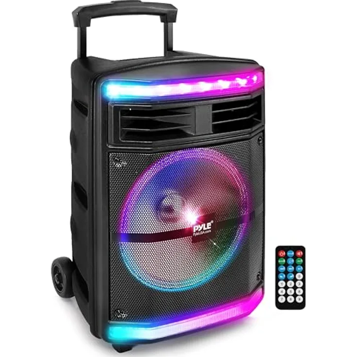 Pyle PPHP1044B Partybox, Bluetooth Lautsprecher mit 600W Leistung, 10" Subwoofer, tragbar, wiederaufladbarer Akku