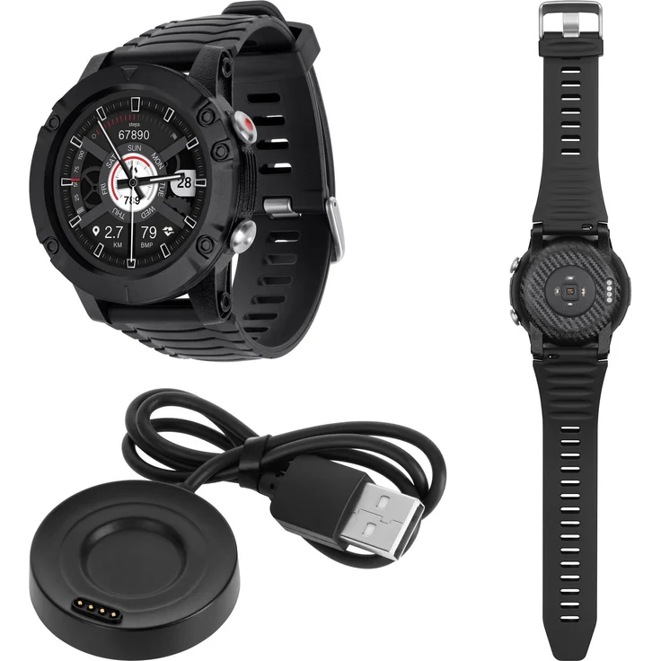 Kruger&Matz Activity GPS IP68 SpO2 Smartwatch, Schwarz, mit Herzfrequenzmessung und Aktivitätsmonitoring
