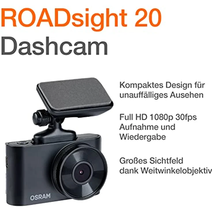 OSRAM ROADsight 30, Dashcam Frontkamera, Full HD 1080p, 30fps, 2 Zoll Display, 130° Weitwinkel, WLAN-fähig, App-fähig, G-Sensor, Parkmodus – Bild 3