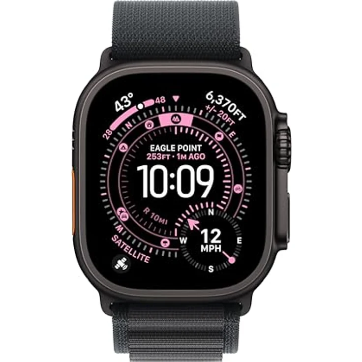 Apple Watch Band Alpine Loop, 49 mm, schwarz, Large, aus 43 % recycelten Materialien mit G-Haken aus Titan – Bild 3