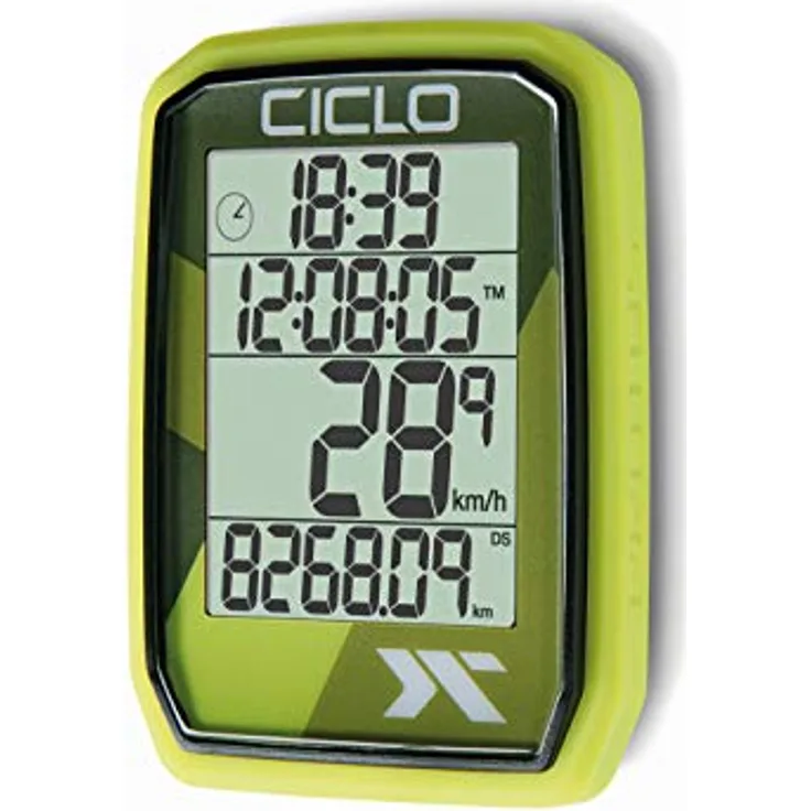 CICLO PROTOS 205 drahtloser Fahrradcomputer, in grün, mit 5 automatischen Funktionen