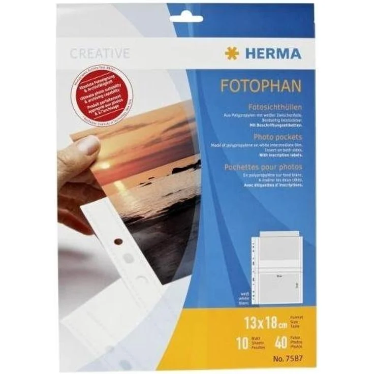 HERMA Fotoalbum Fotohüllen 13x18 weiß 7587, Fotophan-Sichthüllen 13x18cm quer, 10 Hüllen – Bild 1
