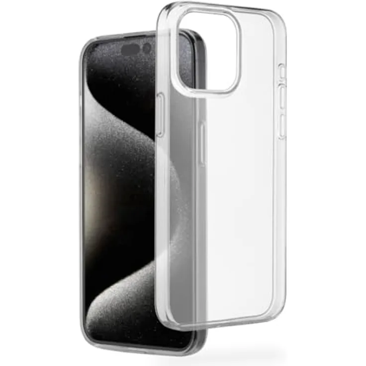 Hama Hülle für iPhone 15 Pro (Always Clear, extra Schutz für Display und Kamera, kratzfest, Wireless Charging kompatibel) transparent