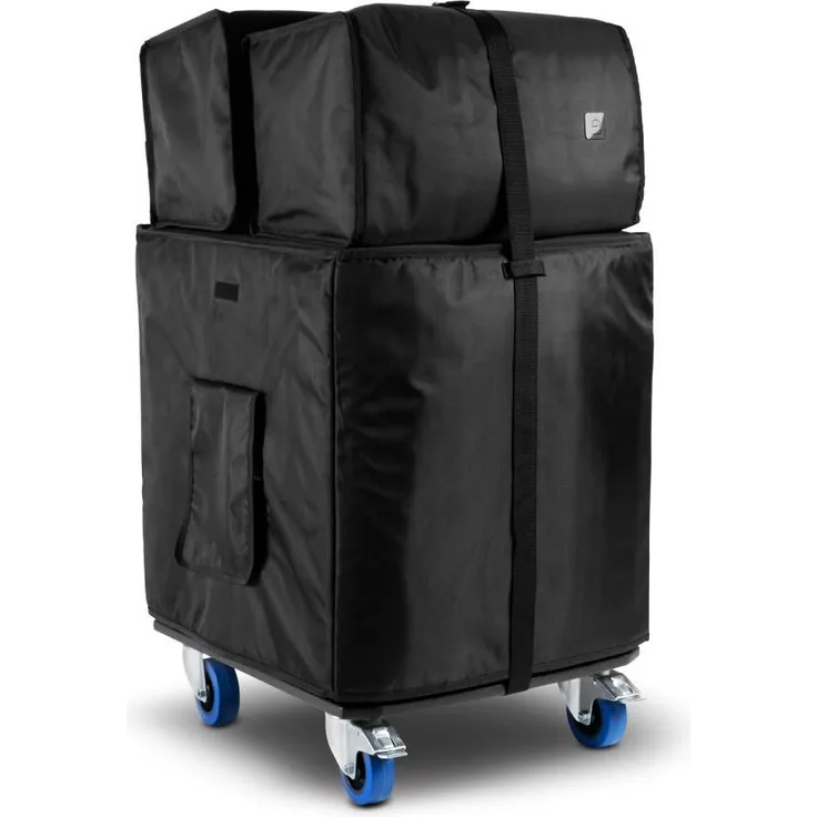 LD Systems DAVE 15 G4X BAG SET, Rollbrett und Schutzhüllen aus 1680D-Nylon für PA Lautsprecher mit Zubehörtasche und Schwerlast-Lenkrollen
