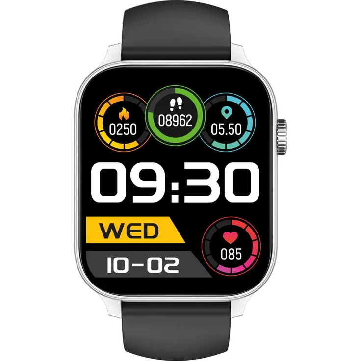 Fontastic Fitnesswatch LOCA silber, Smartwatch mit 1.85“ Touch-Display, Herzfrequenz- und Blutsauerstoffmessung, GPS und Telefonfunktionen