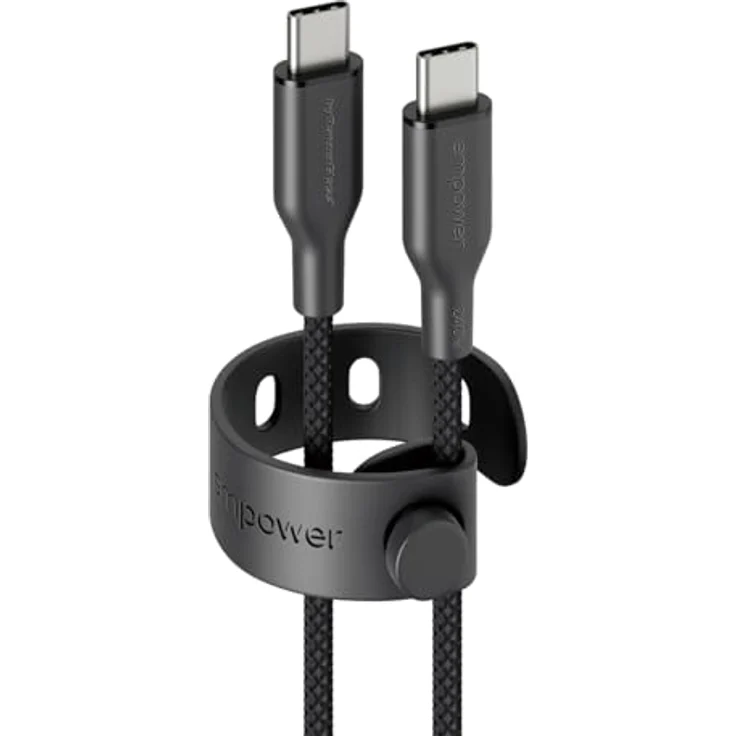 PanzerGlass Racing USB-C to USB-C Kabel, 1,20 m, USB 2.0, 240 W, schwarz, robust und flexibel mit Klettlasche – Bild 3