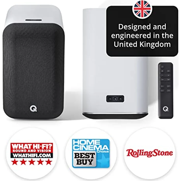 Q Acoustics M20 HD Lautsprecher, kabelloses Musiksystem, Bücherregal-Lautsprecher im Paar, Weiß – Bild 2