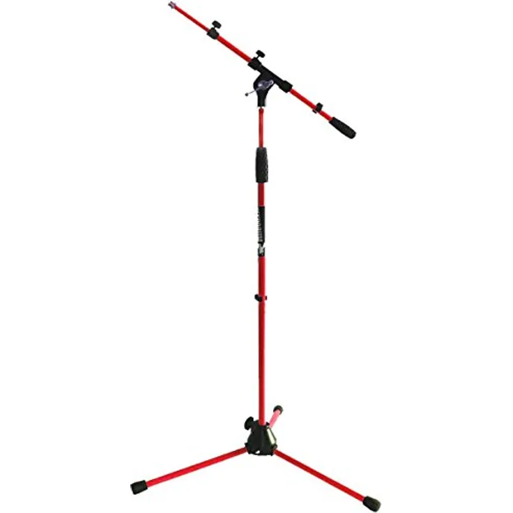 keepdrum MS106 RD Rot Mikrofonständer Mikrofonstativ mit Galgen + Tragetasche SB-03