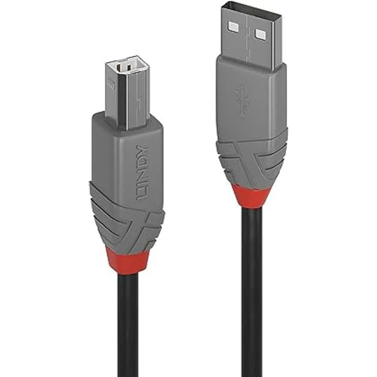 Lindy Anthra Line - USB-Kabel - USB (M) bis USB Typ B (M) - USB2.0 - 2,0m - rund - Schwarz (36673) – Bild 1
