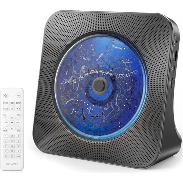 Gueray Multifunktionaler CD-Player mit Bluetooth 5.0 und Lautsprecher, FM-Radio, USB-Player, Schwarz – Bild 1