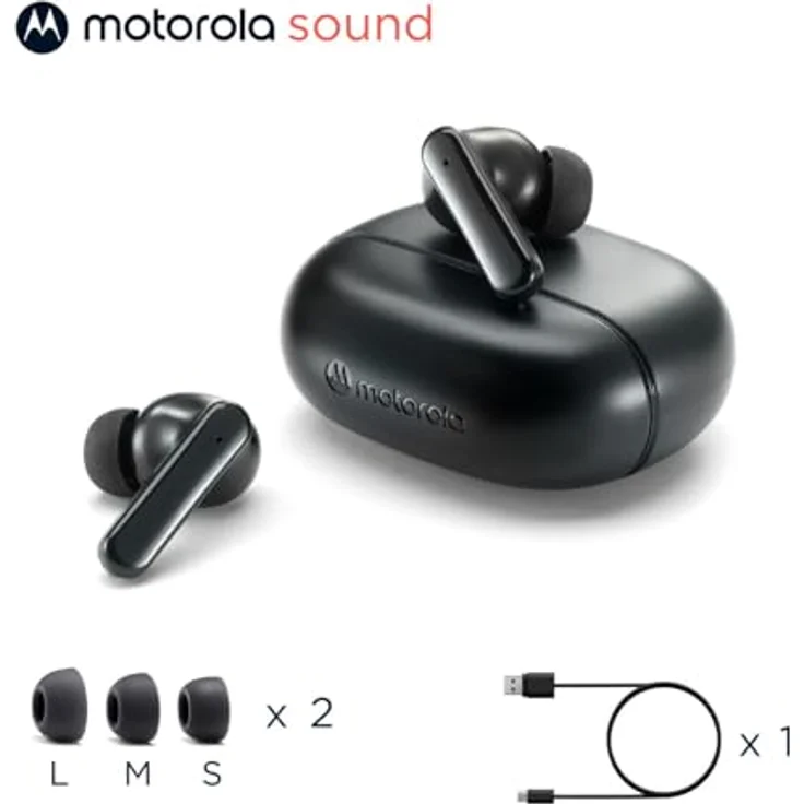 Motorola Buds 125, True Wireless In-Ear Kopfhörer mit IPX5 Spritzwasserschutz, 17 Stunden Akkulaufzeit, Schwarz – Bild 8
