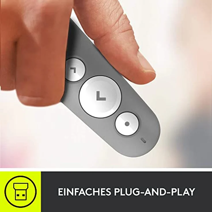 Logitech R500s Presenter mit Laser Klasse 1 für Bluetooth und USB – Universell kompatibel, 20 Meter Reichweite, konfigurierbar, intelligente Batterienutzung mit 12 Monaten Laufzeit – Hellgrau – Bild 2