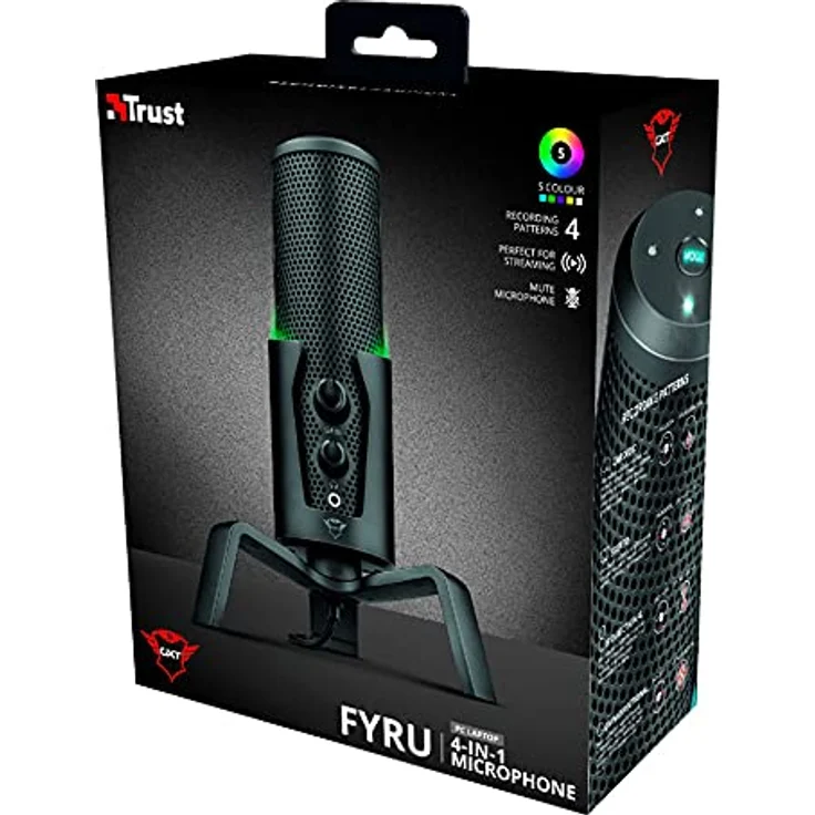 Trust Gaming GXT 258 Fyru USB Streaming Mikrofon für PC, Laptop (mit 4 Aufnahmecharakteristika: Nierenförmig, Bidirektional, Stereo und Omnidirektional, Zero Latency, LED) – Bild 10