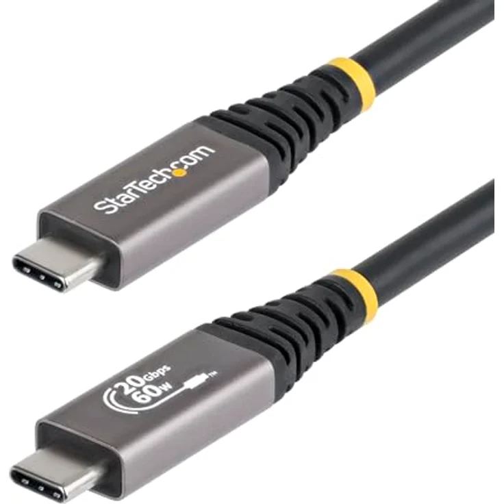 StarTech.com USB4 Kabel, 3m, 20Gbps, USB-IF-zertifiziert, 60W, 4K 120Hz DP2.1, TPE-Mantel, Schwarz – Bild 1