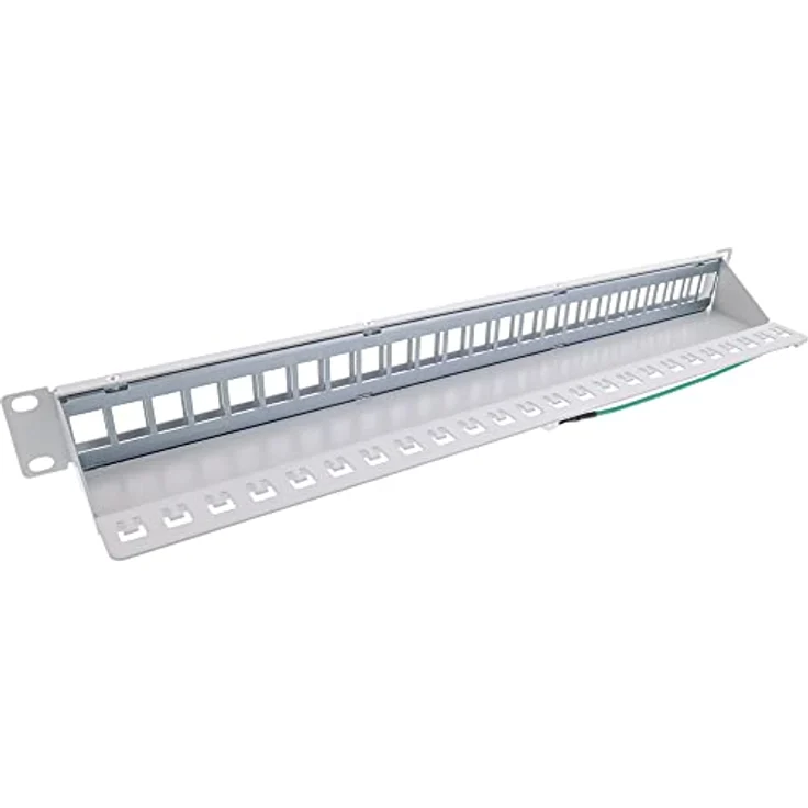 InLine® Patchfeld 24-Fach, Keystone Snap-In Leerblech Patchpanel, 48,26cm (19"), 1HE, lichtgrau RAL7035, geeignet für Cat.6a, Cat.6, Cat.5 Module – Bild 2
