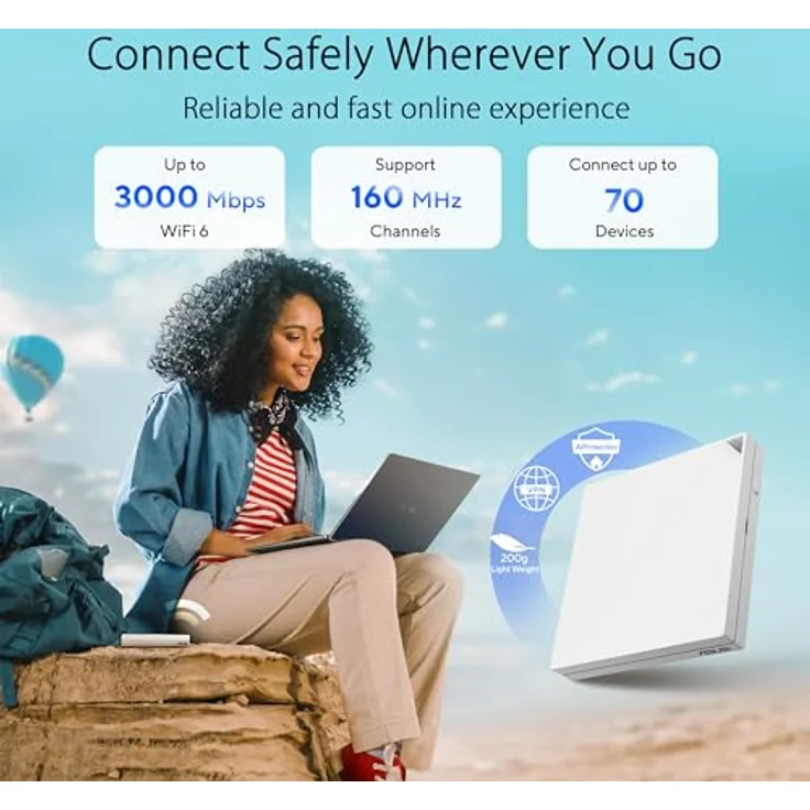 ASUS RT-AX57 Go AX3000 Dual Band WiFi 6 (802.11ax) Tragbarer Router, Unterstützung für MU-MIMO- und OFDMA-Technologie, AiProtection Classic mit Trend Micro und Kindersicherung – Bild 3