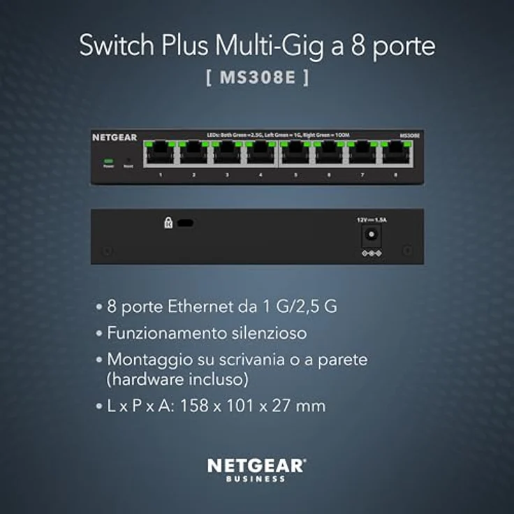 Netgear MS308E Switch manageable 2.5 Gigabit| 8 Ports Multi-Gigabit | Plug and Play, Desk or Wall Installation, Grey – Bild 2