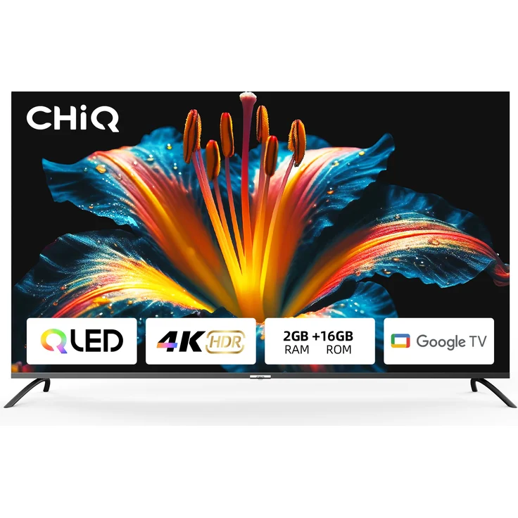 CHiQ U50QM8V, 50" 4K UHD HDR QLED Smart Google TV mit Google Assistant, schwarz