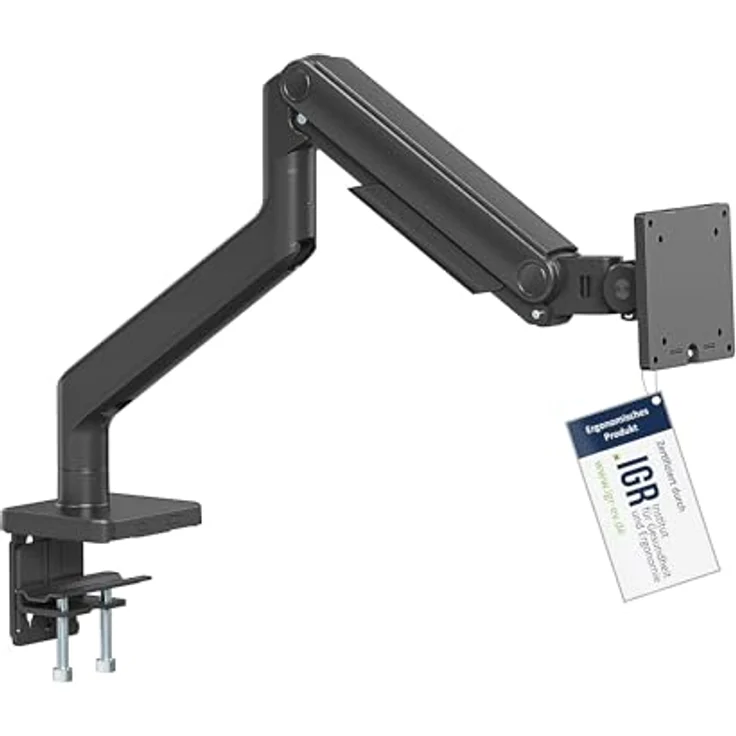 Digitus Single Monitorhalterung, Tischhalterung für 49" Monitore bis 20 kg, Schwarz, vollbeweglich mit VESA Quick-Release und Kabelmanagement – Bild 1