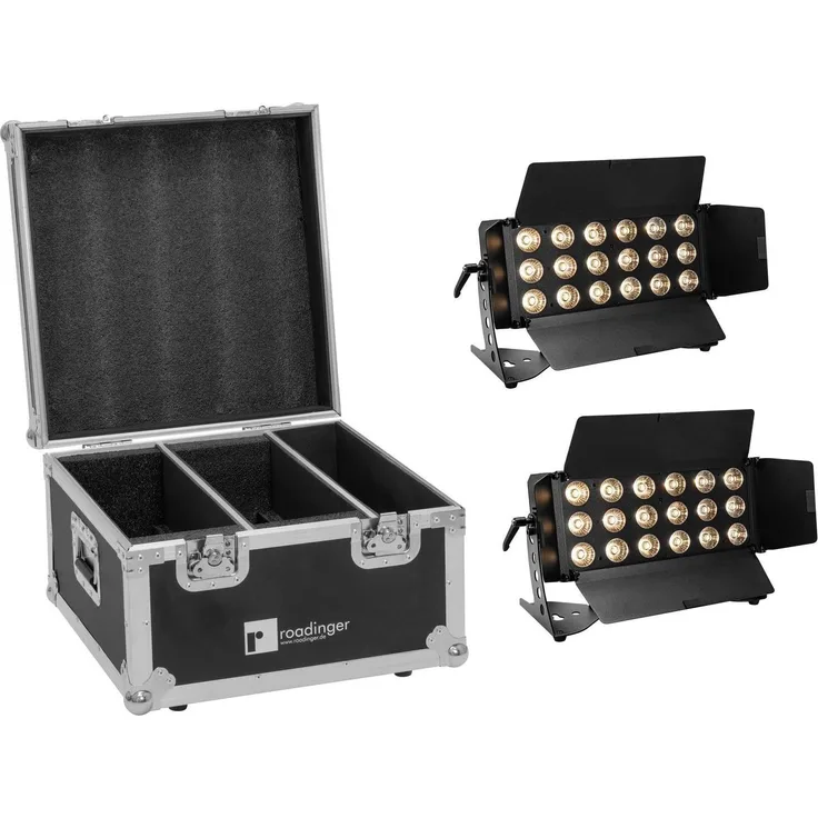 Eurolite Set 2x LED CLS-18 QCL RGB/WW 18x7W, Licht Set mit Flightcase für professionelle Anwendungen