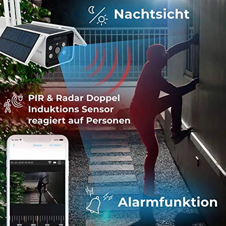 LUVISION 4G / LTE/Solar Überwachungskamera | autonome kabellose Outdoor-Kamera inkl. Akku und Solarpanel | Full HD | Nachtsicht | Gegensprechanlage 2-Wege Audio | Cloud | App (4G / LTE) – Bild 3