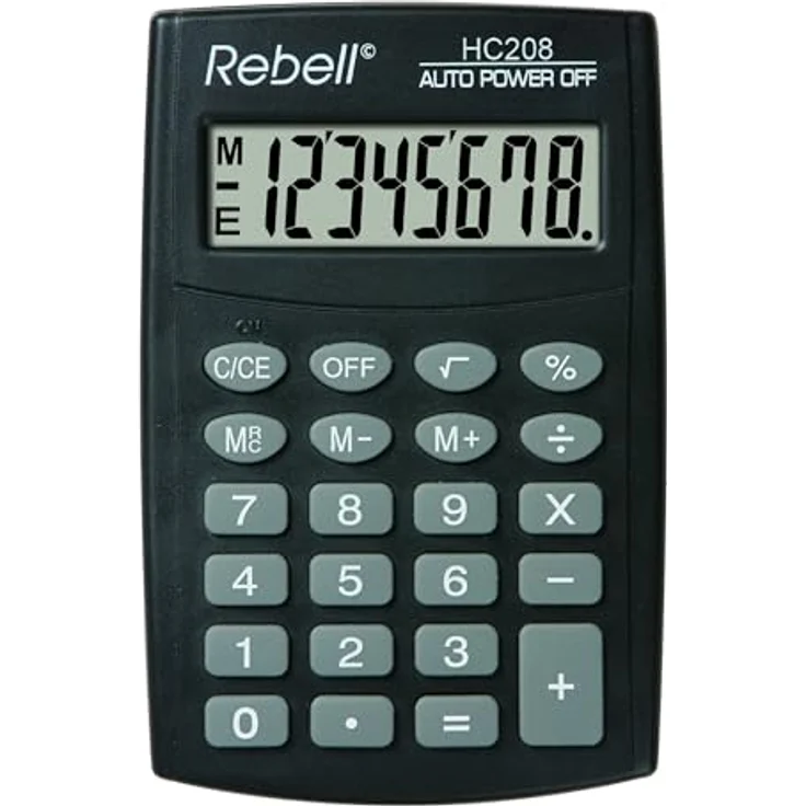 Rebell RE-HC208 Einfacher Taschenrechner, 8-stelligem LCD Display und dreifacher Speicherfunktion, schwarz – Bild 2