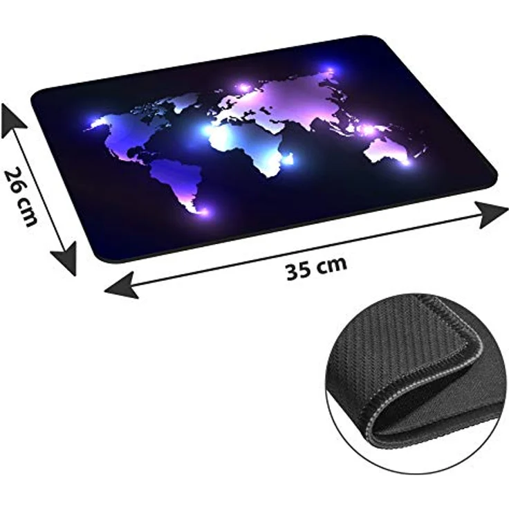 PEDEA Gaming und Office Mauspad - 350 x 280 mm - mit vernähten Rändern und rutschfester Unterseite, Dark World – Bild 3