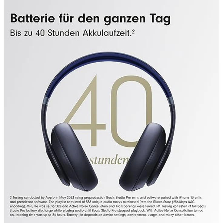 Beats Studio Pro – Komplett Kabellose Bluetooth Noise Cancelling Kopfhörer – Personalisiertes 3D Audio, USB-C verlustfreies Audio, Apple & Android Kompatibilität- Navy – Bild 3