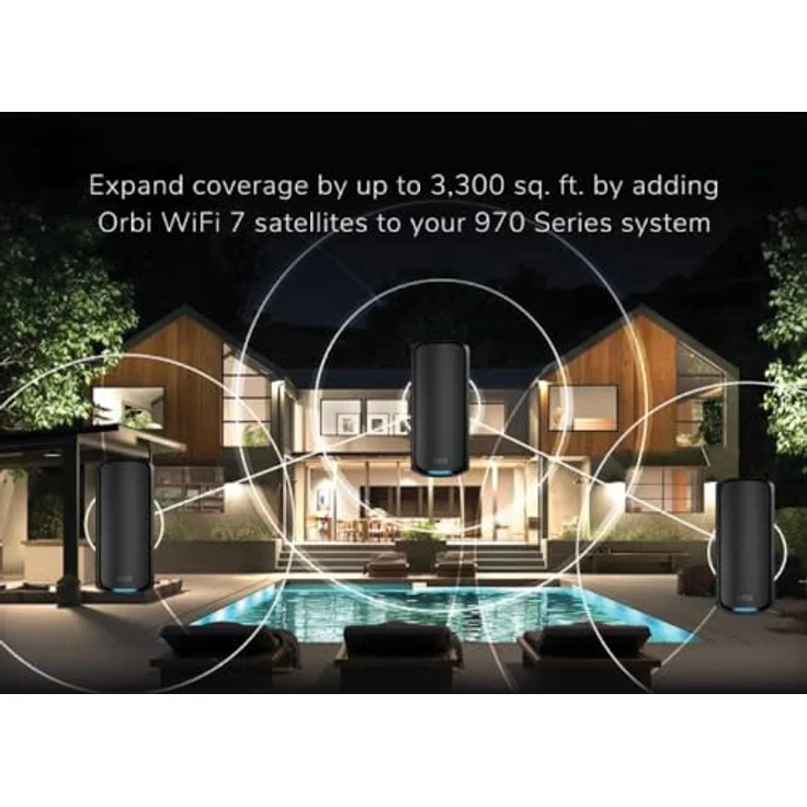 NETGEAR Orbi 970-Serie (RBE970B) Quad-Band WiFi 7-Mesh-Zusatzsatellit Black Edition, bietet zusätzliche Abdeckung bis zu 220 m² – Bild 4