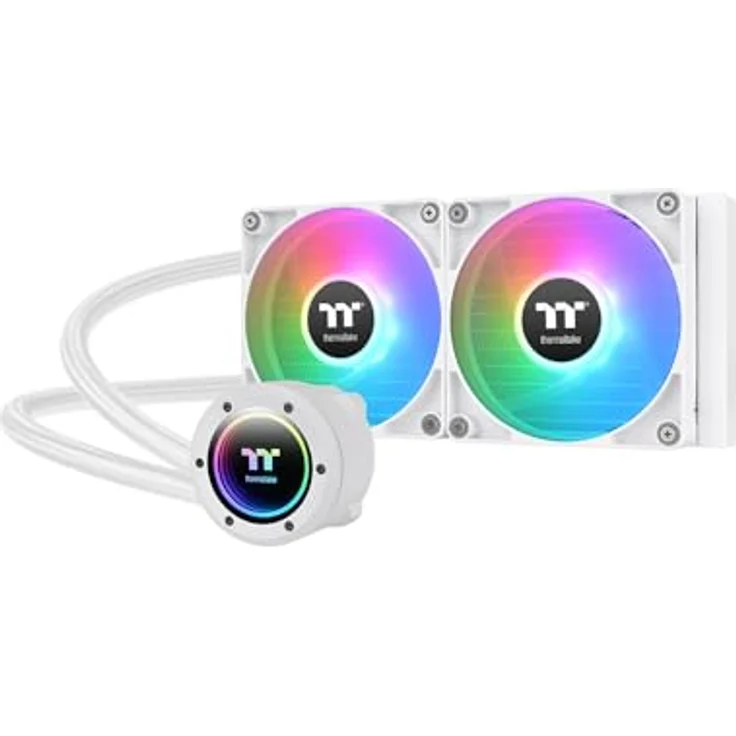 Thermaltake TH240 V2 ARGB Sync CPU Liquid Cooler Snow Edition All-In-One - Für kleine und mittlere Gehäuse geeignet, Abstimmung mit CT120 ARGB-Lüftern möglich, Infinity-Mirror-Design, Intel & AMD kompatibel – Bild 1