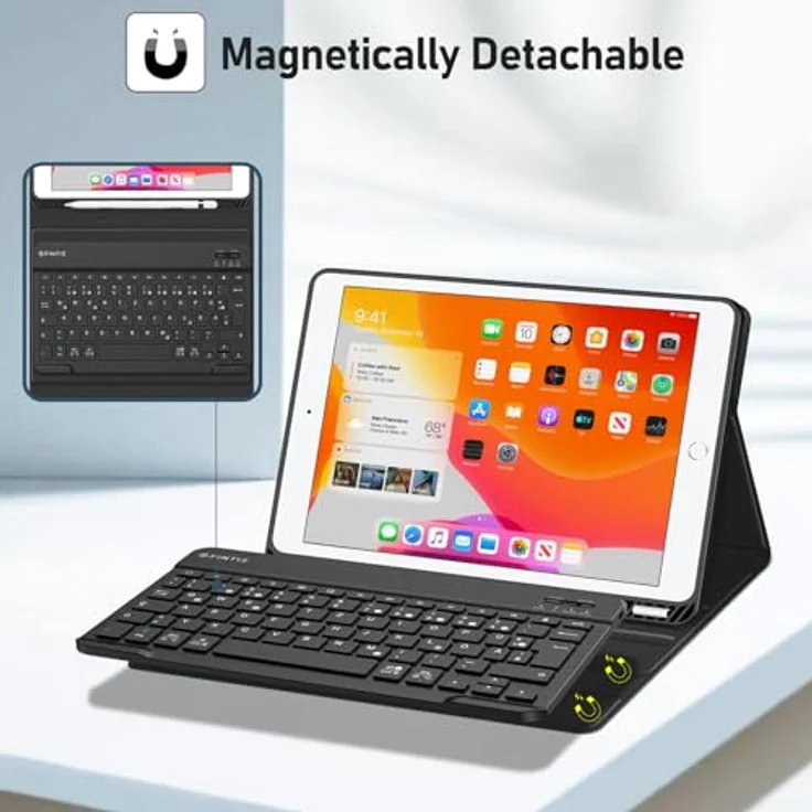 Fintie Tastatur Hülle Case Cover für iPad 10.2 Pencil Halter QWERTZ – Bild 5