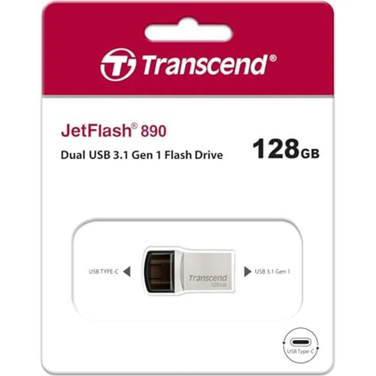 Transcend JetFlash 890 128GB USB3.0 Pen Drive OTG Type A&C Silver – Bild 6