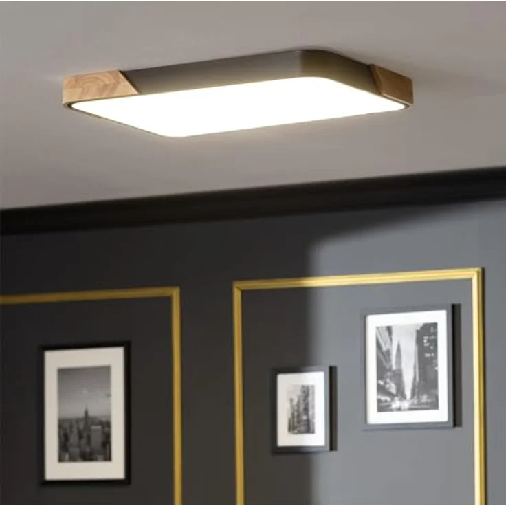 LEDKIA LIGHTING - LED-Deckenleuchte 30W Rechteckig CCT Wählbar 2700-6500K Holz & Metall Für Wohnzimmer & Schlafzimmer Schwarz – Bild 4