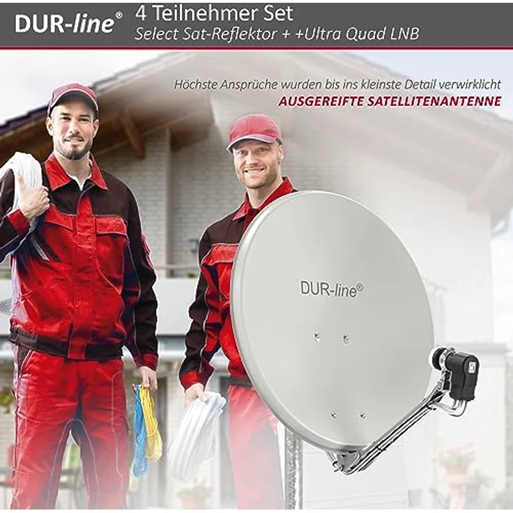 DUR-line Select 60/65 cm Sat Anlage 4 Teilnehmer Komplett Set hellgrau – Bild 10